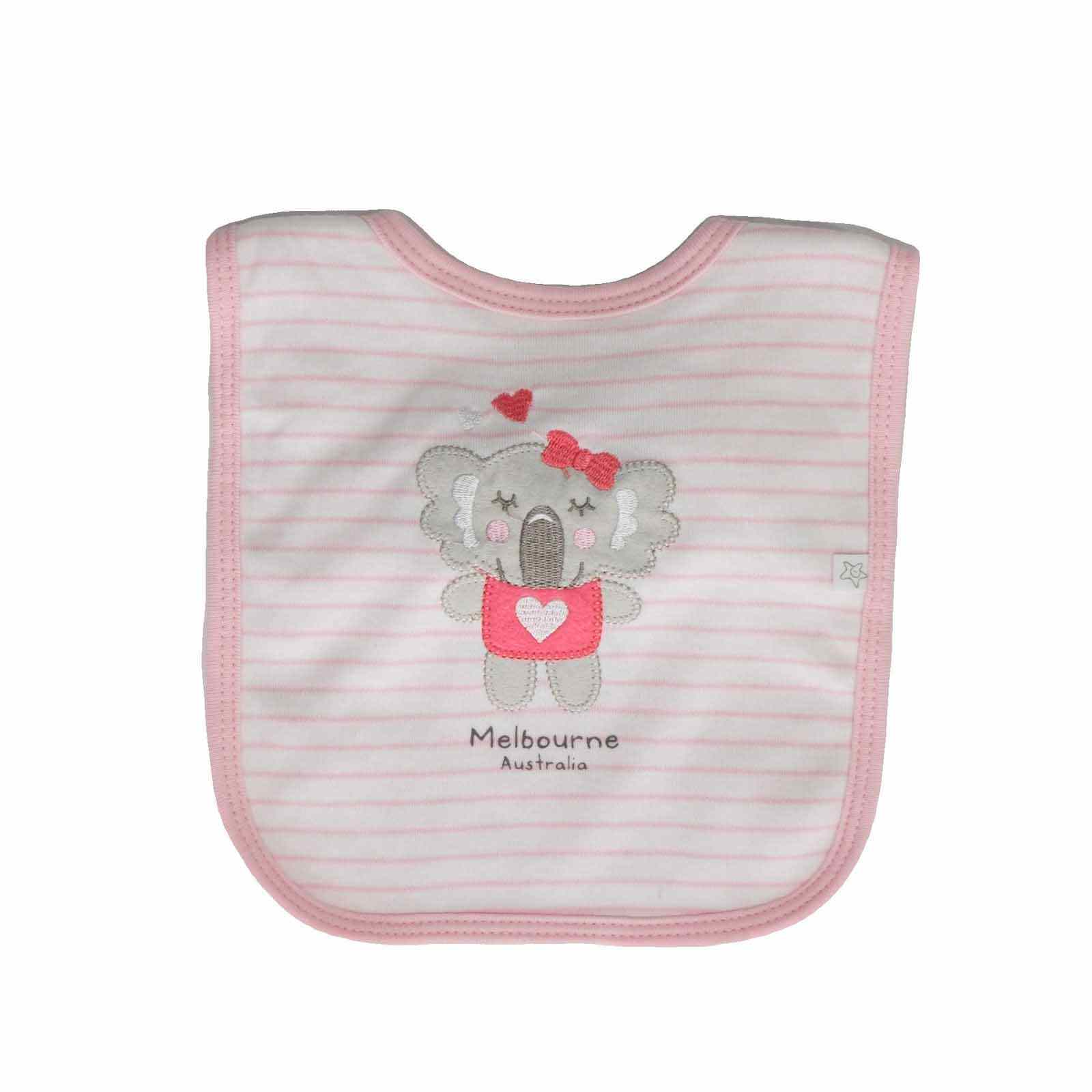 Baby-Girl-Bib-Koala-Stripe-White