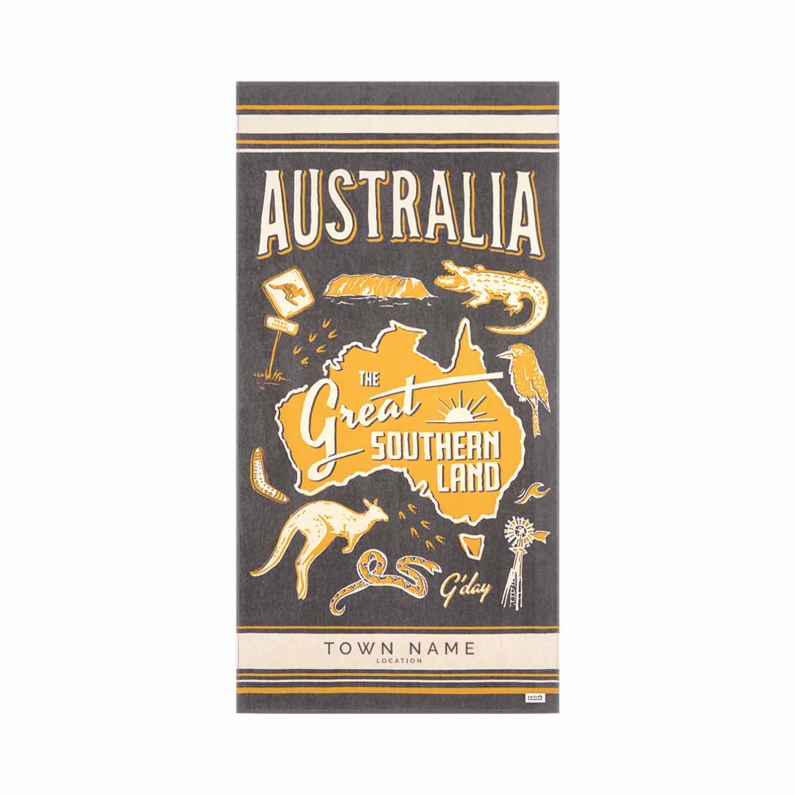 Beach-Towel-Outback-Icons-Army-Green