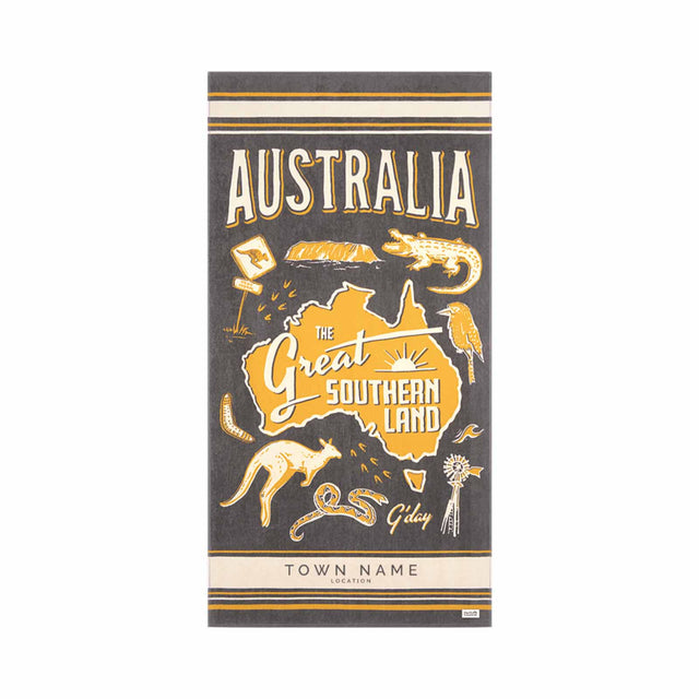 Beach-Towel-Outback-Icons-Army-Green