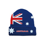 Blue beanie with Australian flag and 'Australia' text on a white background