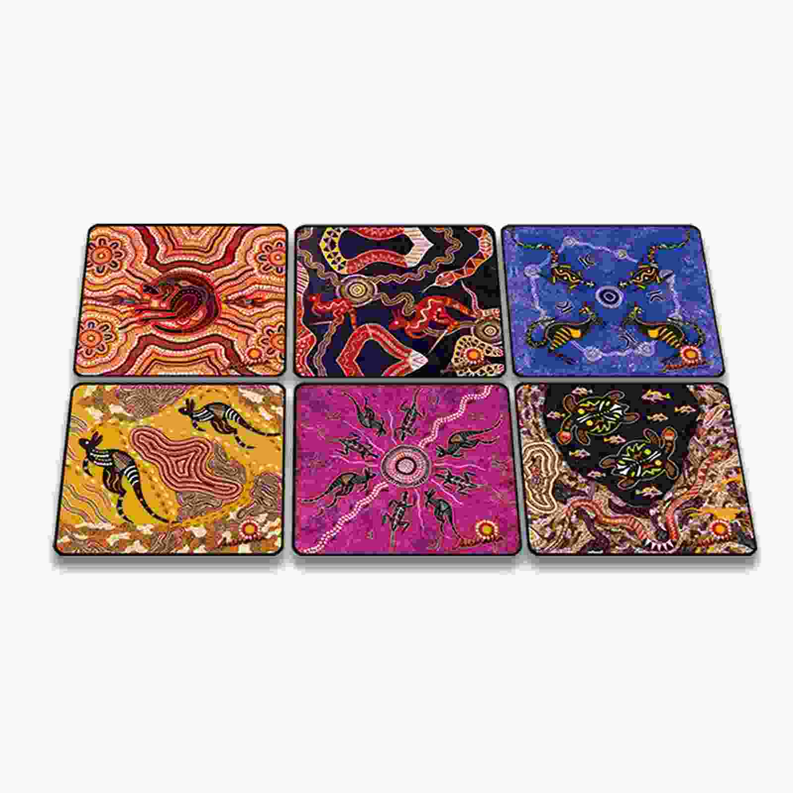 Coaster 6 Pcs Boxed Aboriginal Roo Art