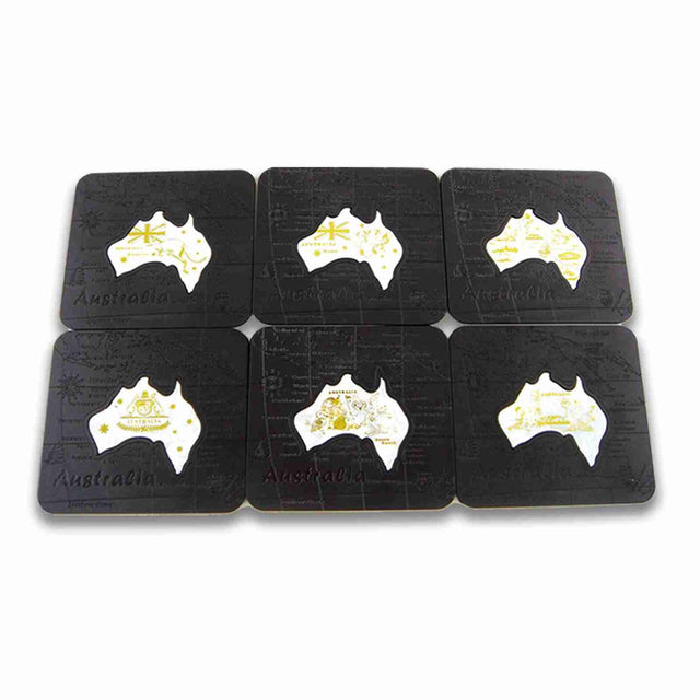 Coaster-6-Pcs-Boxed-Aus-Map-White