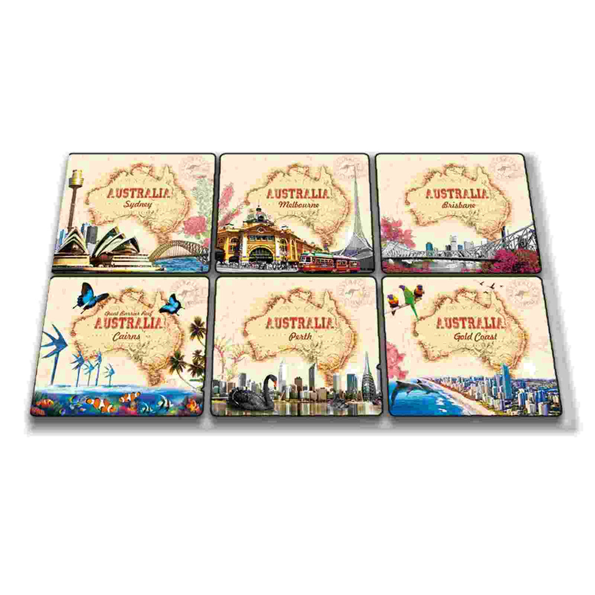 Coaster-6-Pcs-Boxed-Cork-Base-Melbourne-Icons
