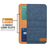 Blueberry cardholder with two credit card slots and RFID blocking feature.