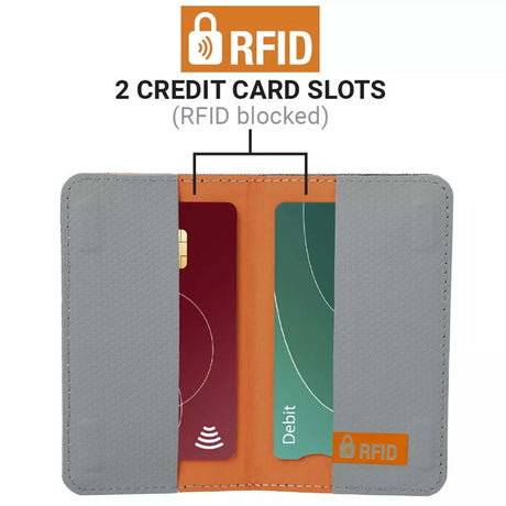 RFID cardholder with two credit card slots, on a white background.