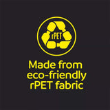 Yellow text and rPET logo on a black background