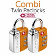 Two TSA Combi Twin Padlocks with Travel Sentry logo on a white background