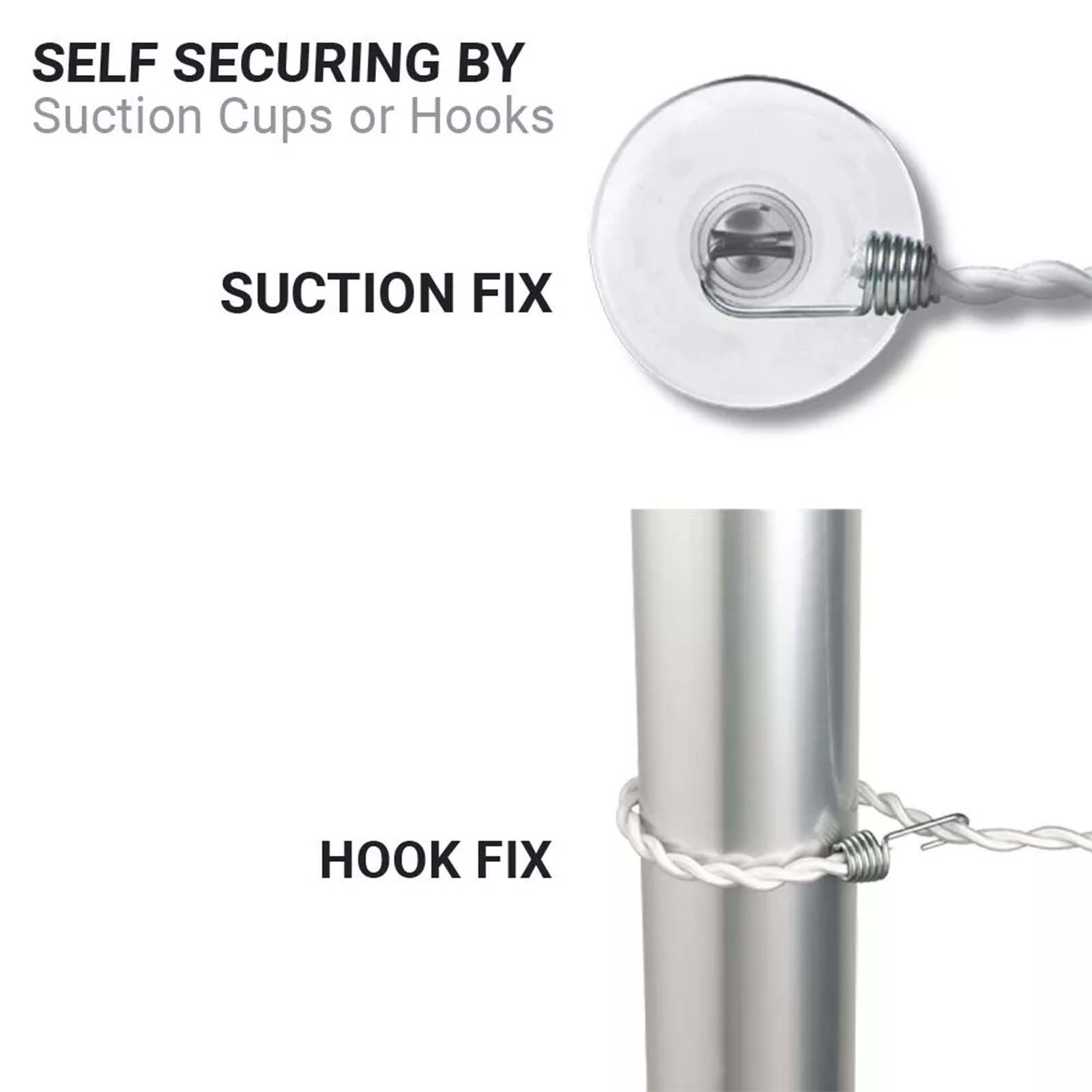 Pegless washing line with suction cups on a white background