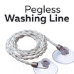 Pegless washing line with suction cups on a white background