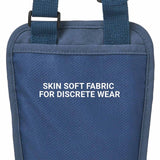 Blueberry RFID pouch with text 'Skin Soft Fabric for Discrete Wear' on a white background