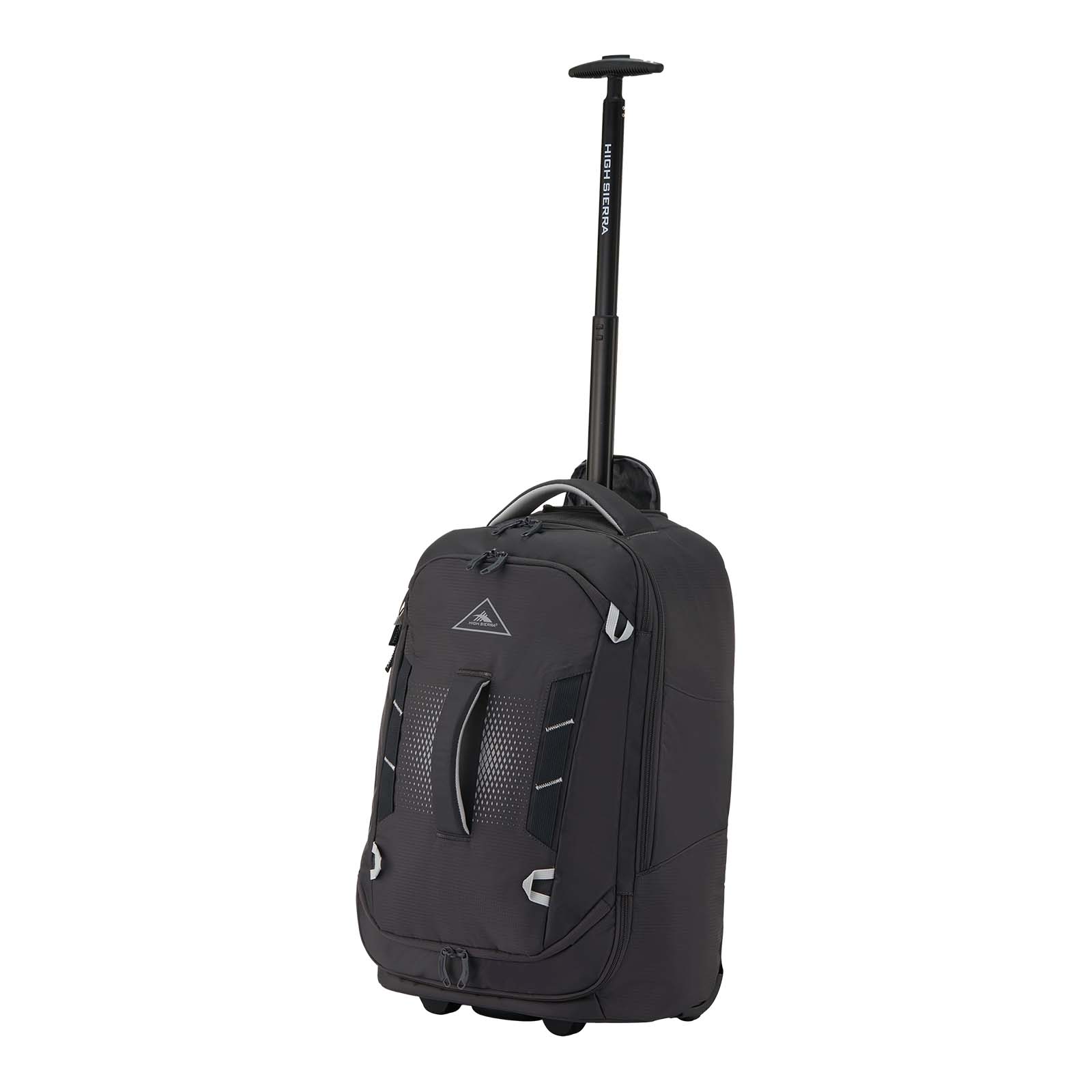 High-Sierra-Composite-V4-56cm-Carry-On-Wheeled-Duffel-Silver-Metal-Grey-Front-Angle