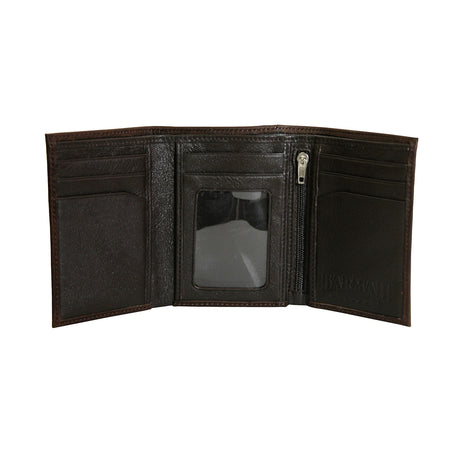 Kangaroo-Leather-Wallet-Double-Fold-Brown-Open