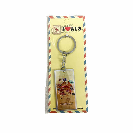 Key-Ring-Foil-Rectangle-Australia-Map-Cream