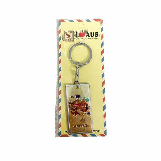 Key-Ring-Foil-Rectangle-Australia-Map-Cream