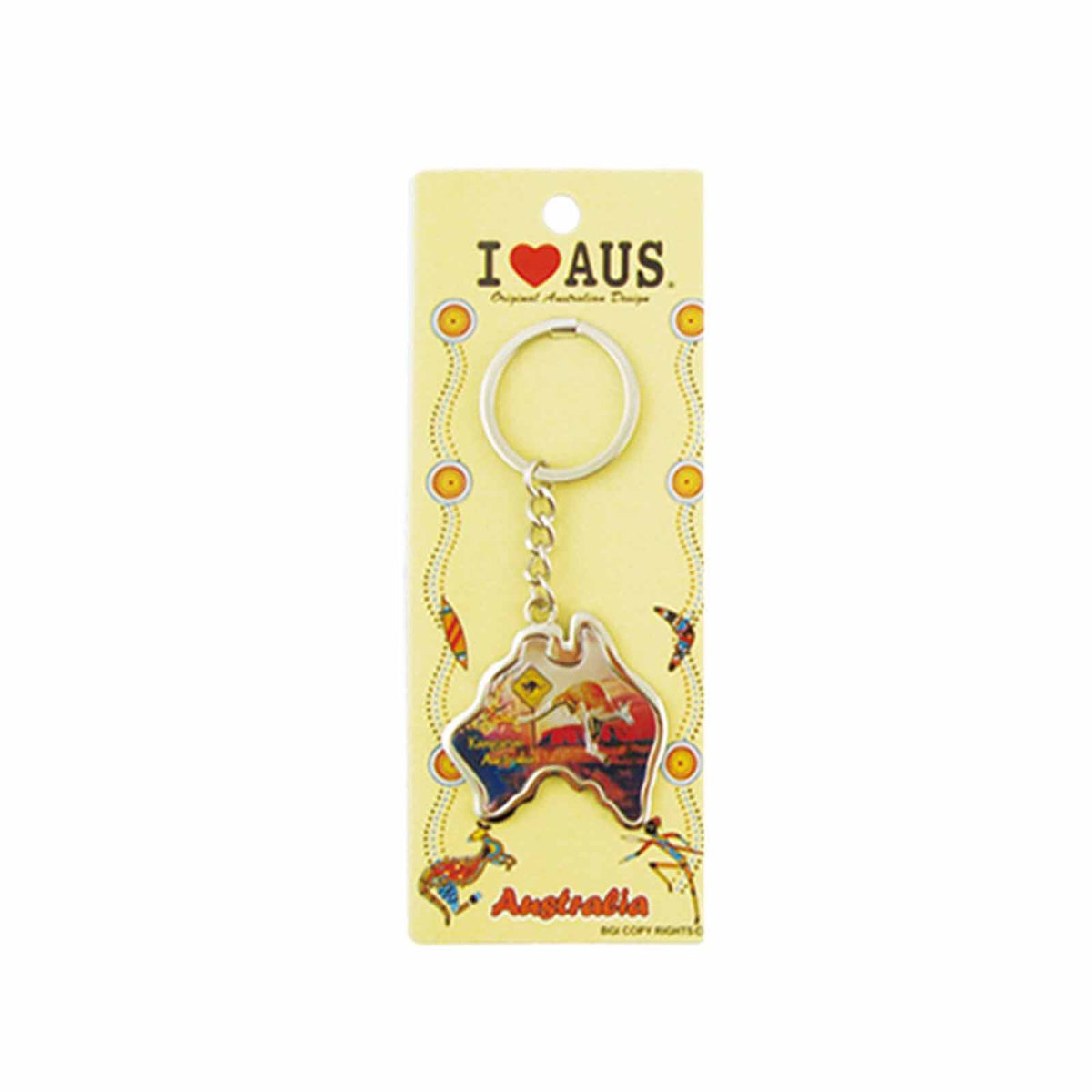 Key Ring Map Road Sign Kangaroo Scene