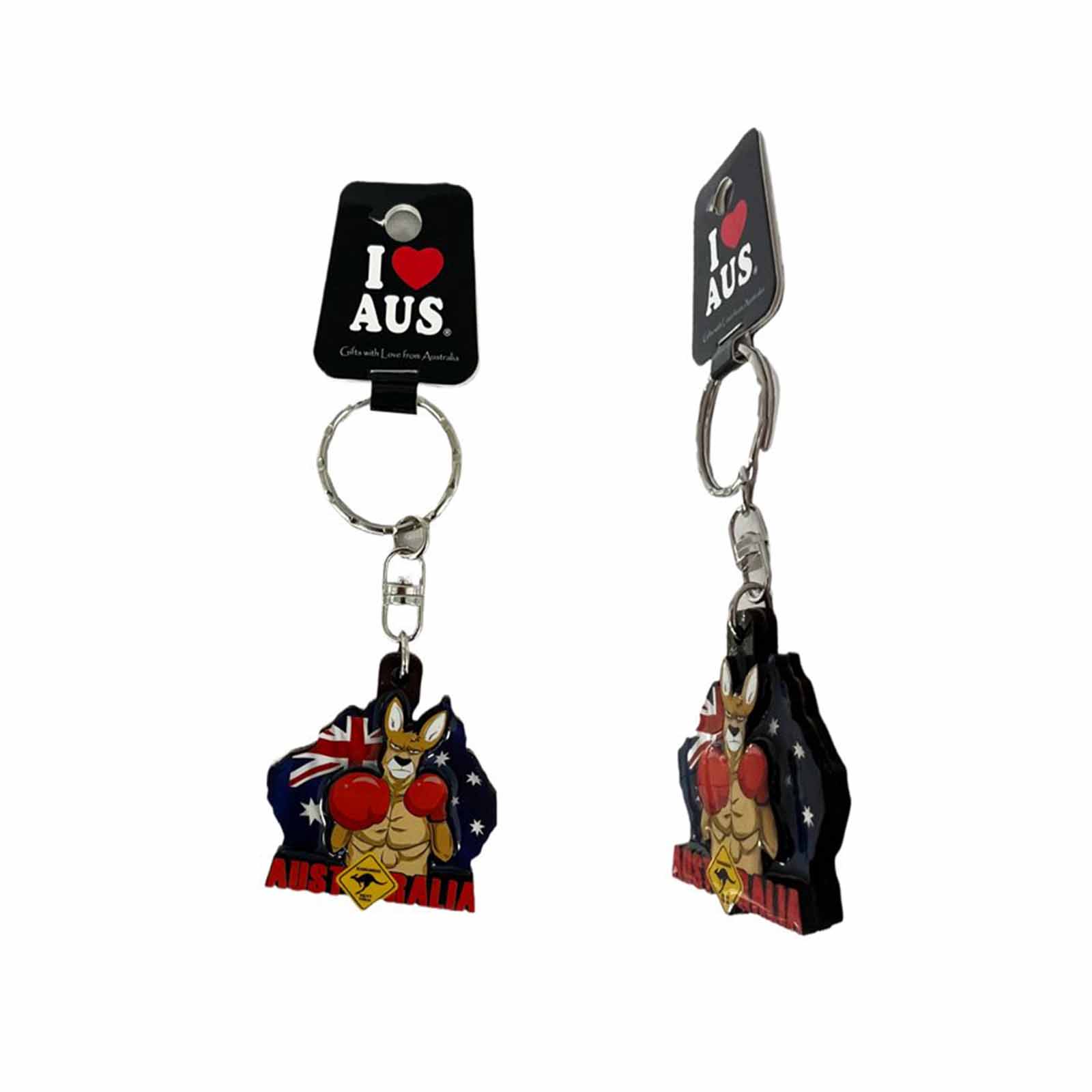 Key Ring MDF Boxing Kangaroo Flag