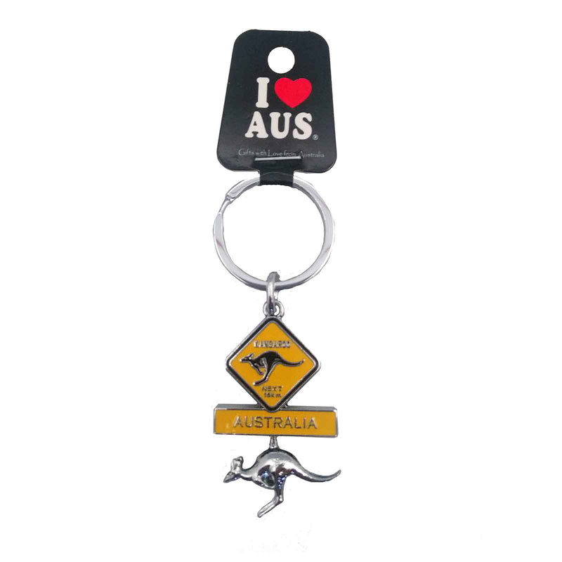 Key Ring Wiggling Kangaroo Road Sign – travellershop.com.au