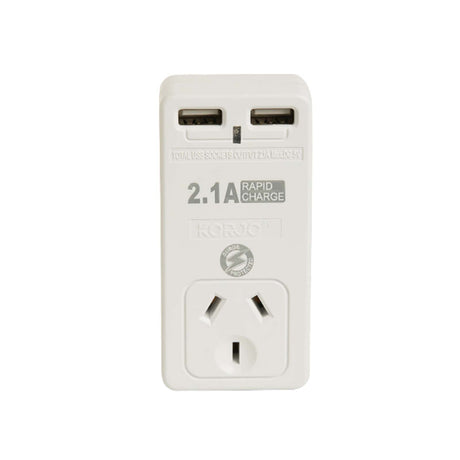 Korjo-Travel-Adaptor-2-USB-Port-Australia-To-Europe-Front