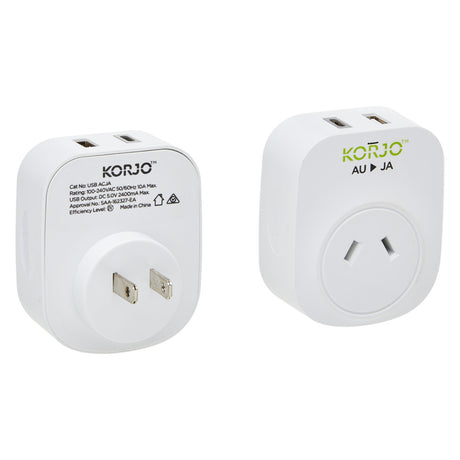 Korjo-Travel-Adaptor-Usb-Port-A-And-C-Australia-To-Japan-Front-Back