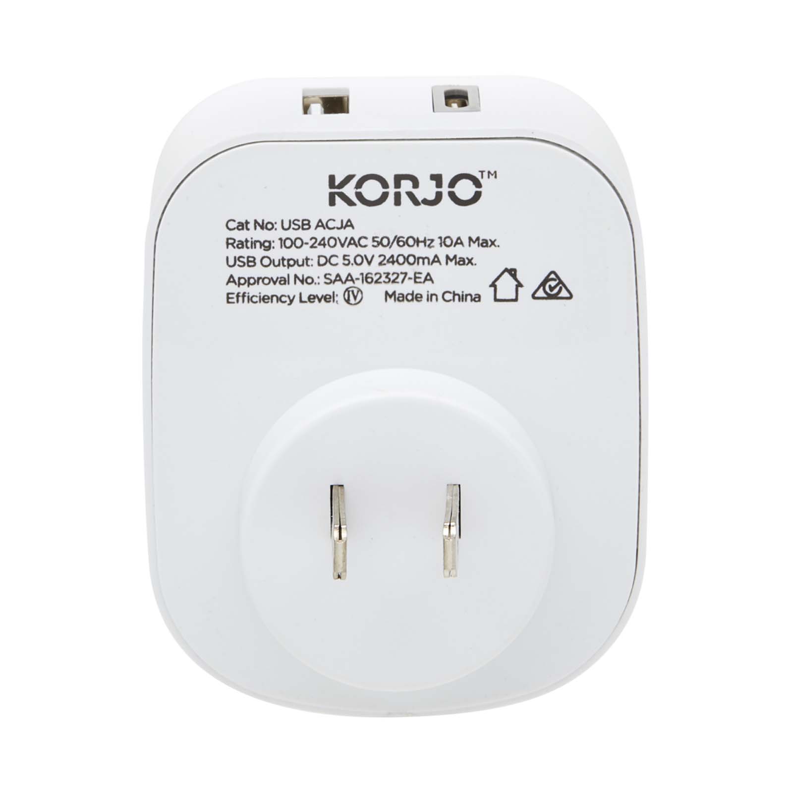 Korjo-Travel-Adaptor-Usb-Port-A-And-C-Australia-To-Japan-Plug