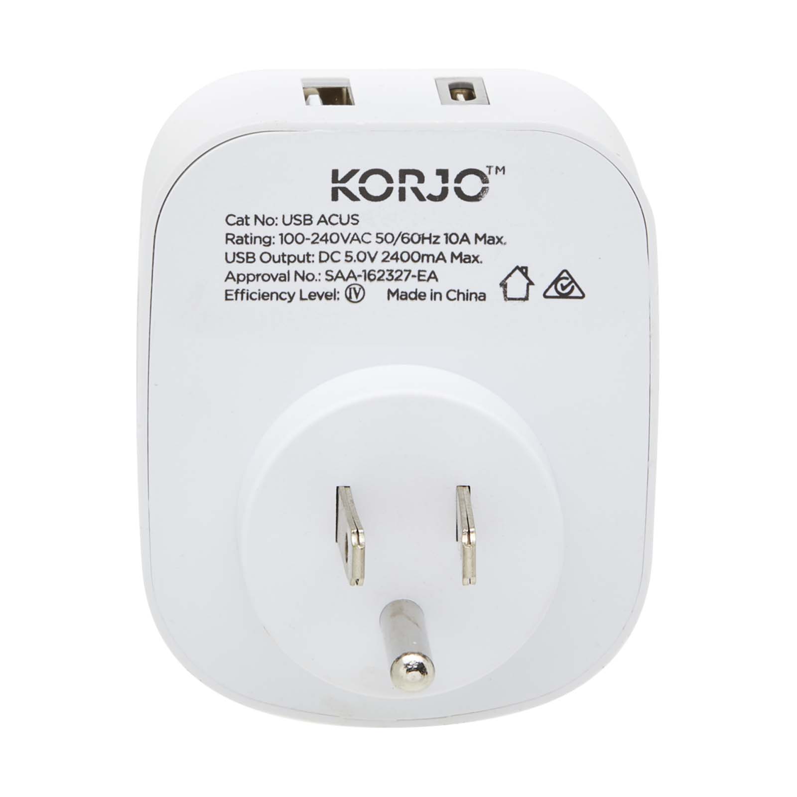 Korjo-Travel-Adaptor-Usb-Port-A-And-C-Australia-To-Us-Plug