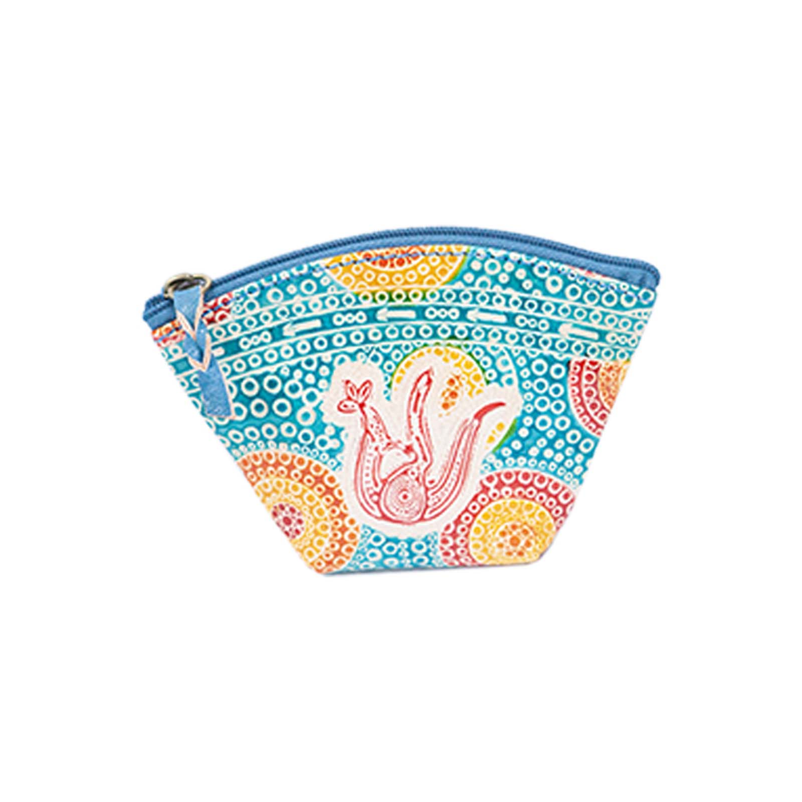 Leather-Purse-Small-Kangaroo-In-Summer-Flowers-Aqua