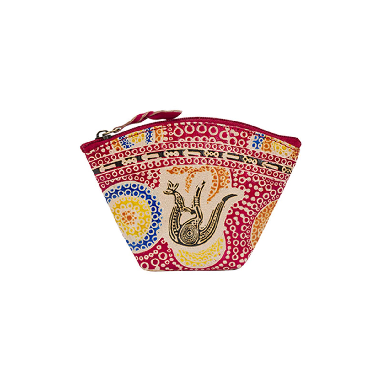 Leather-Purse-Small-Kangaroo-In-Summer-Flowers-Red