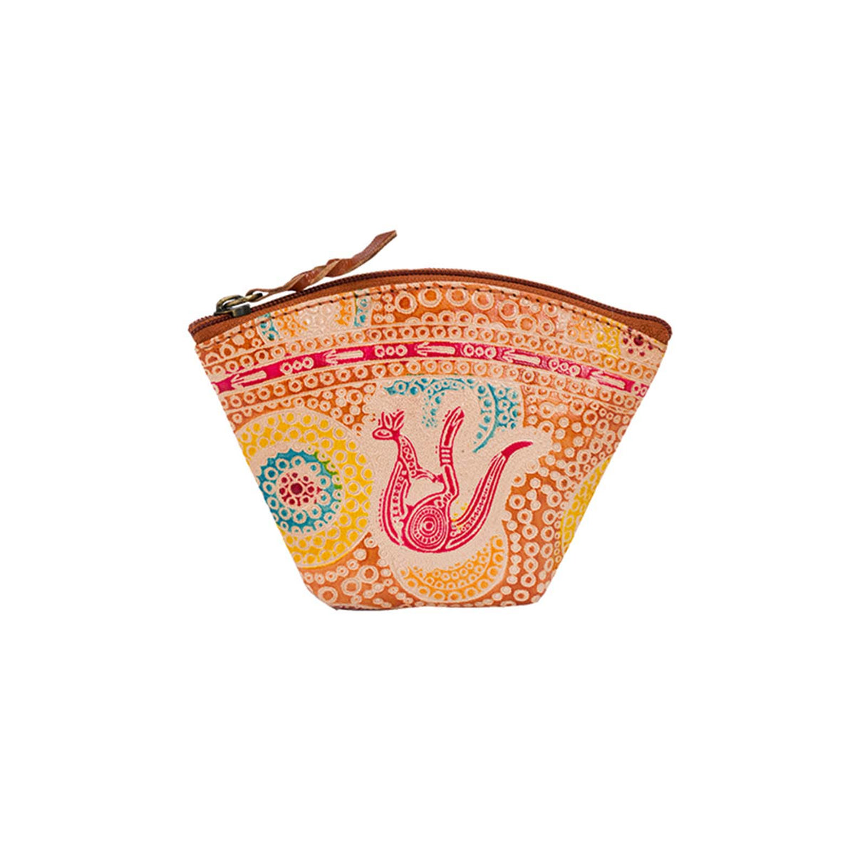 Leather-Purse-Small-Kangaroo-In-Summer-Flowers-Tan