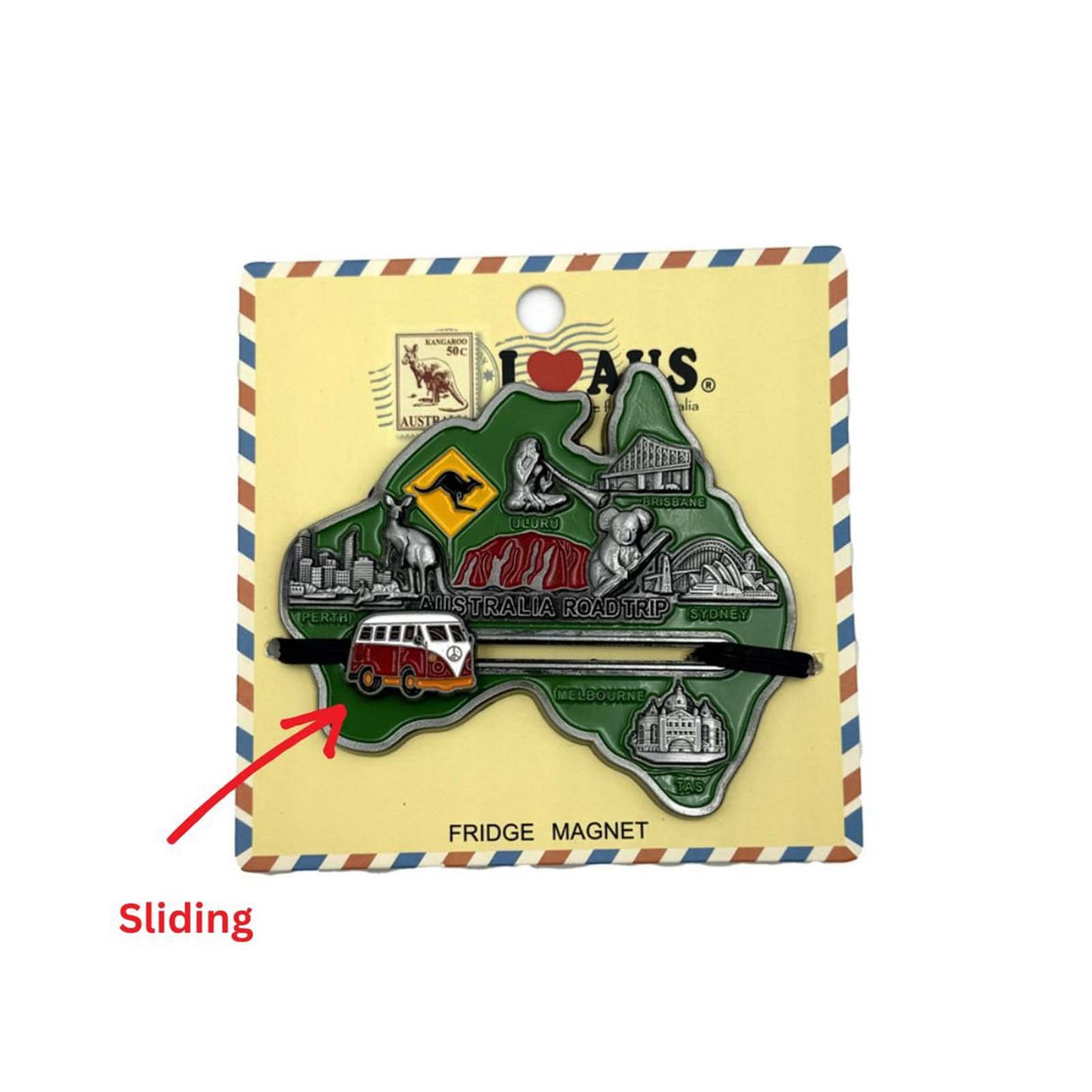 Fridge magnet with Australian design on a decorative card