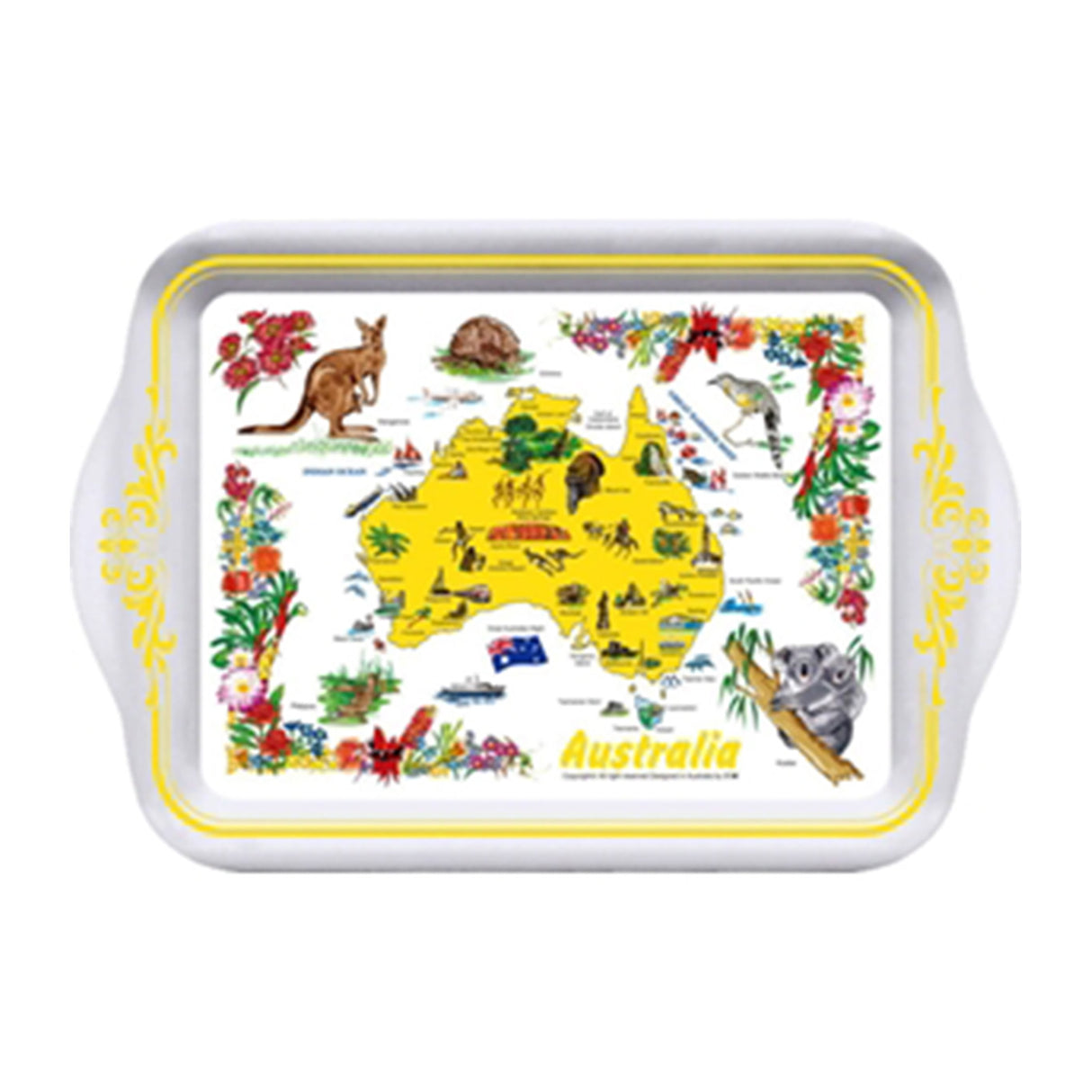 Melamine-Tray-8-Inch-Australian-Map-Yellow