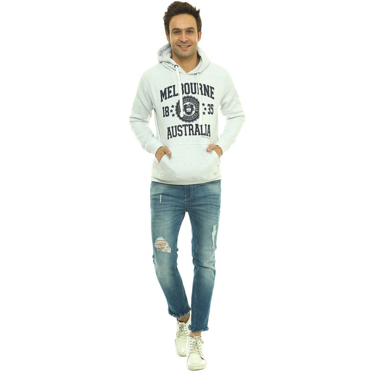 Melbourne-Stamp-Stars-Unisex-Hoodie-Ash-Grey-Front-1