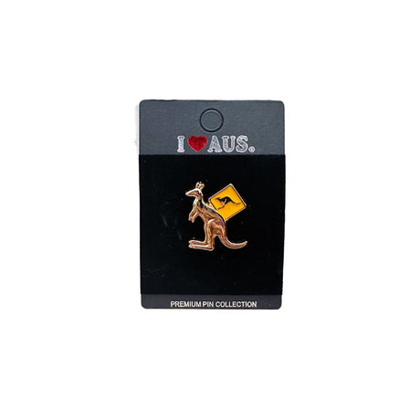 Pin-Gold-Kangaroo-With-Road-Sign