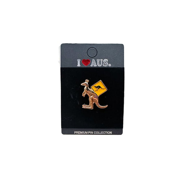 Pin-Gold-Kangaroo-With-Road-Sign