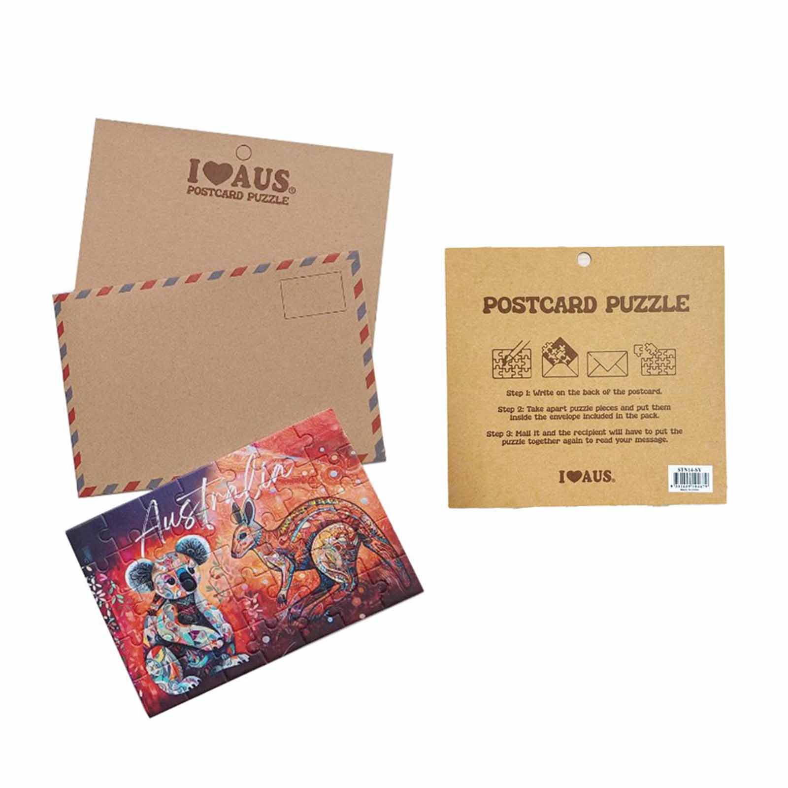 Puzzle-Postcard-Kangaroo-Koala