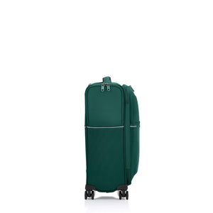 Green Samsonite suitcase on a white background