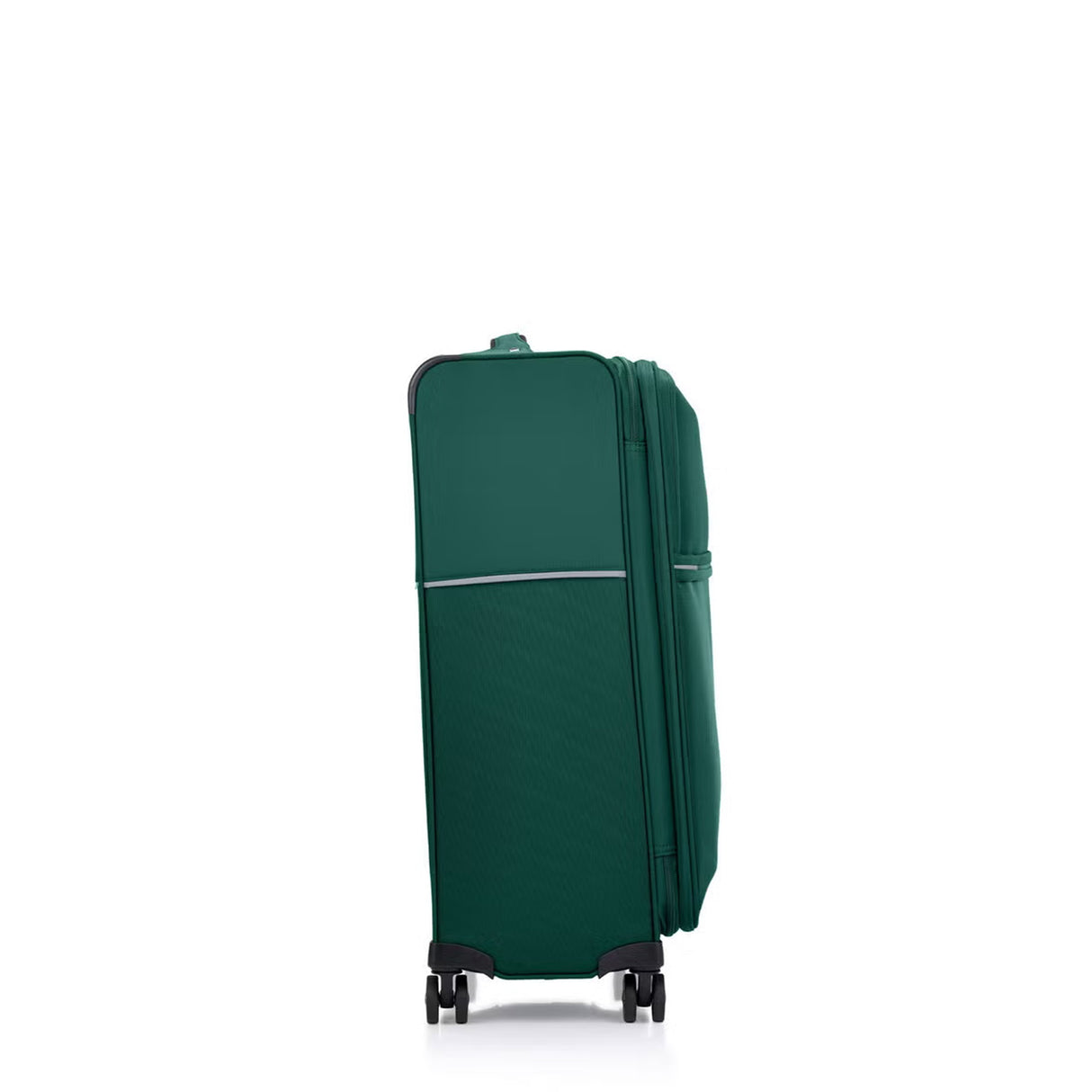 Green Samsonite suitcase on a white background