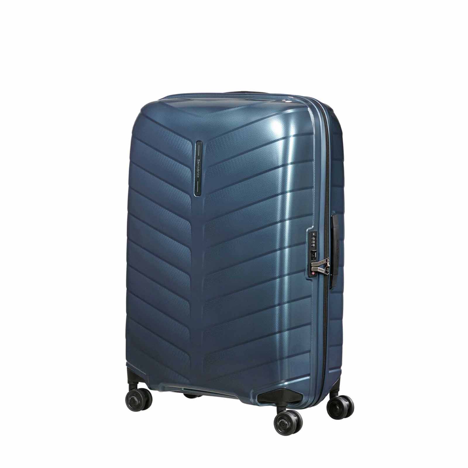 Samsonite-Attrix-75cm-Suitcase-Steel-Blue-Front-Angle
