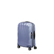 Lavender Samsonite suitcase with a textured surface on a white background