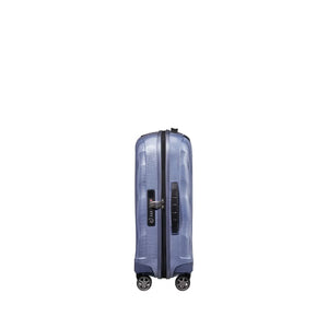 Lavender Samsonite suitcase with a textured surface on a white background
