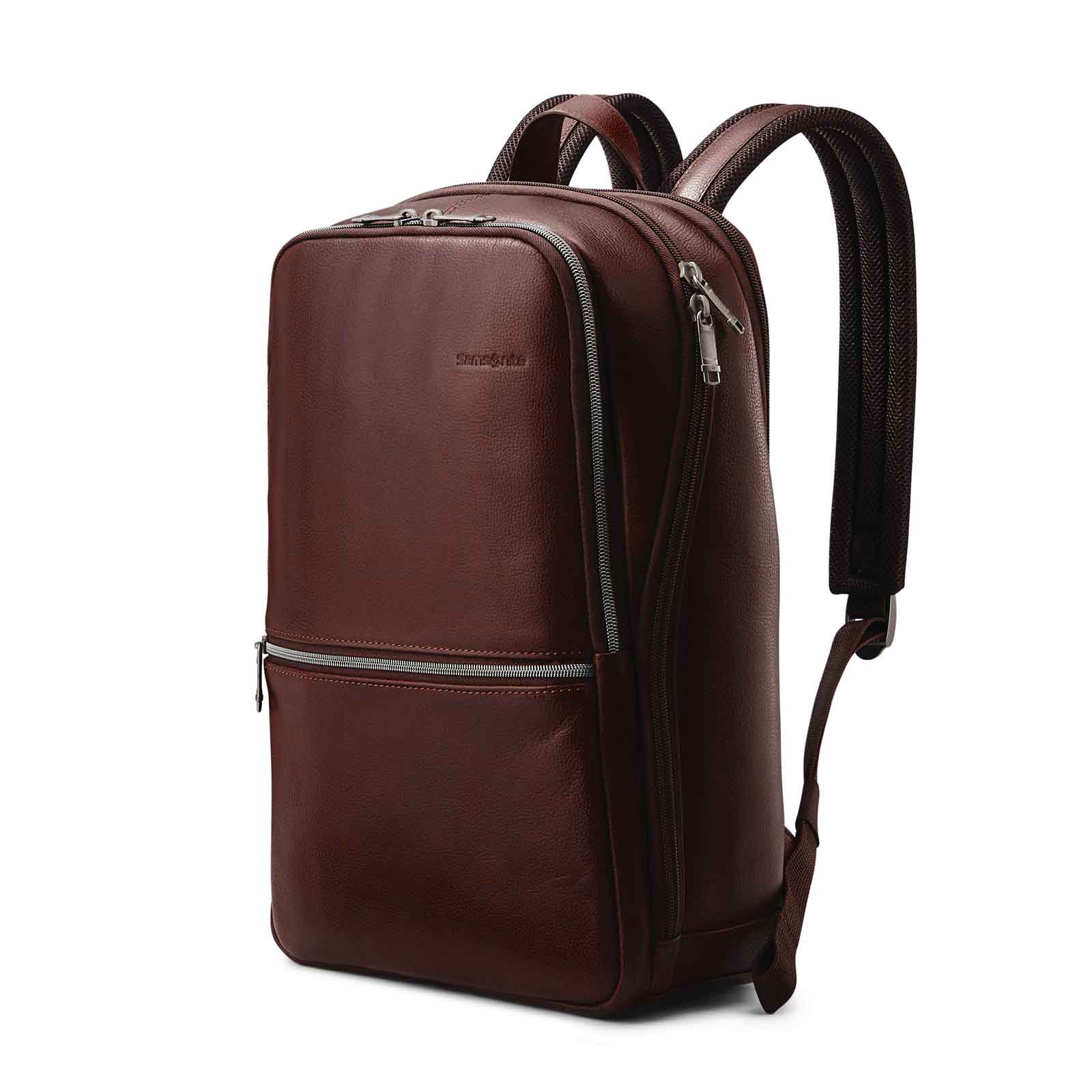 Samsonite-Classic-Leather-14-Inch-Laptop-Backpack-Mahogany-Front-Angle