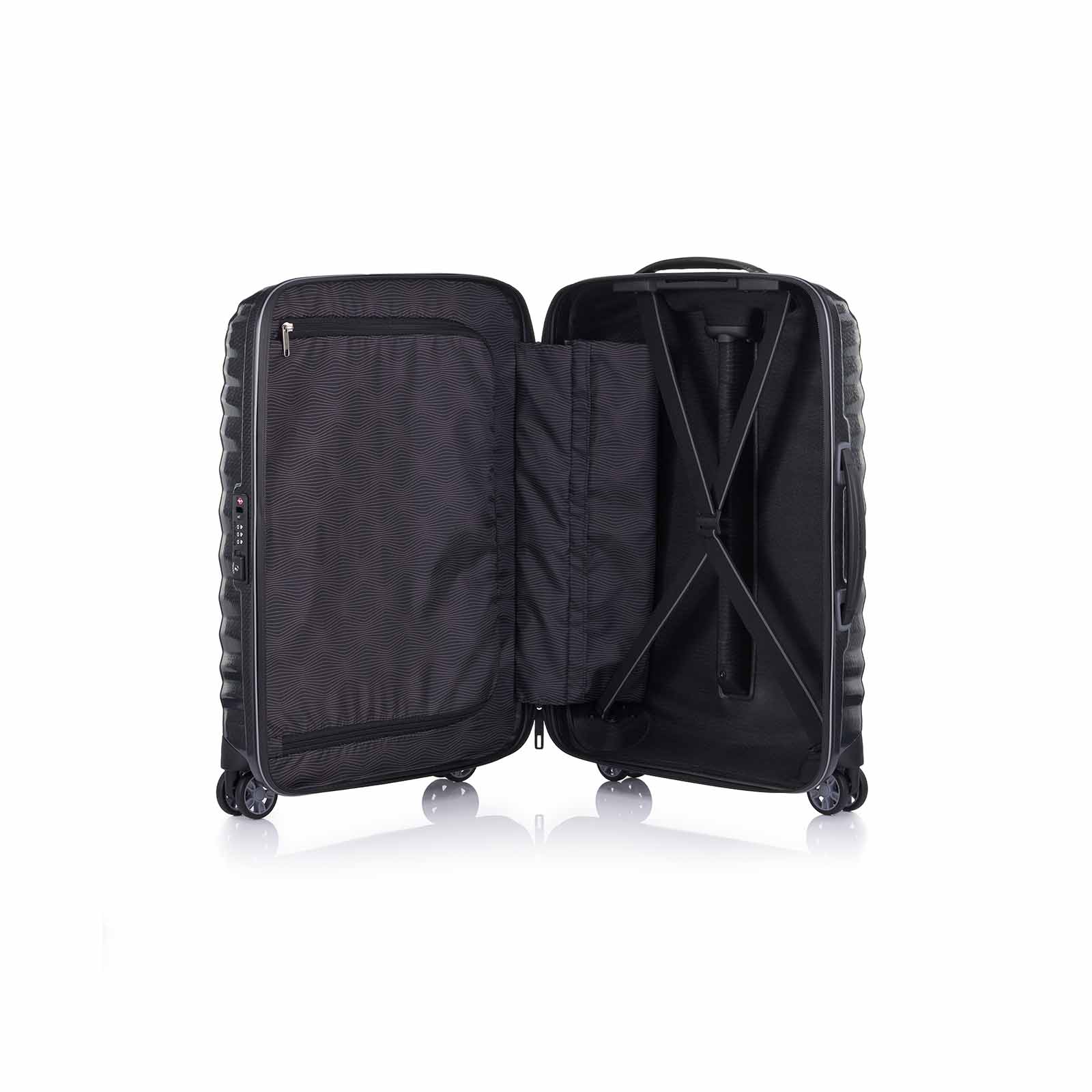 Samsonite-Lite-Shock-Sport-55cm-Suitcase-Black-Open