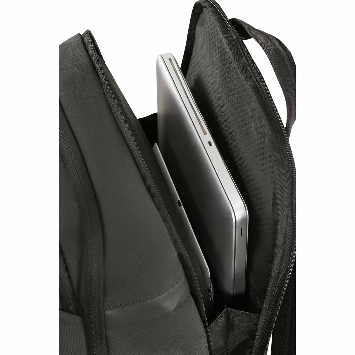Dark Green backpack with a laptop compartment on a white background