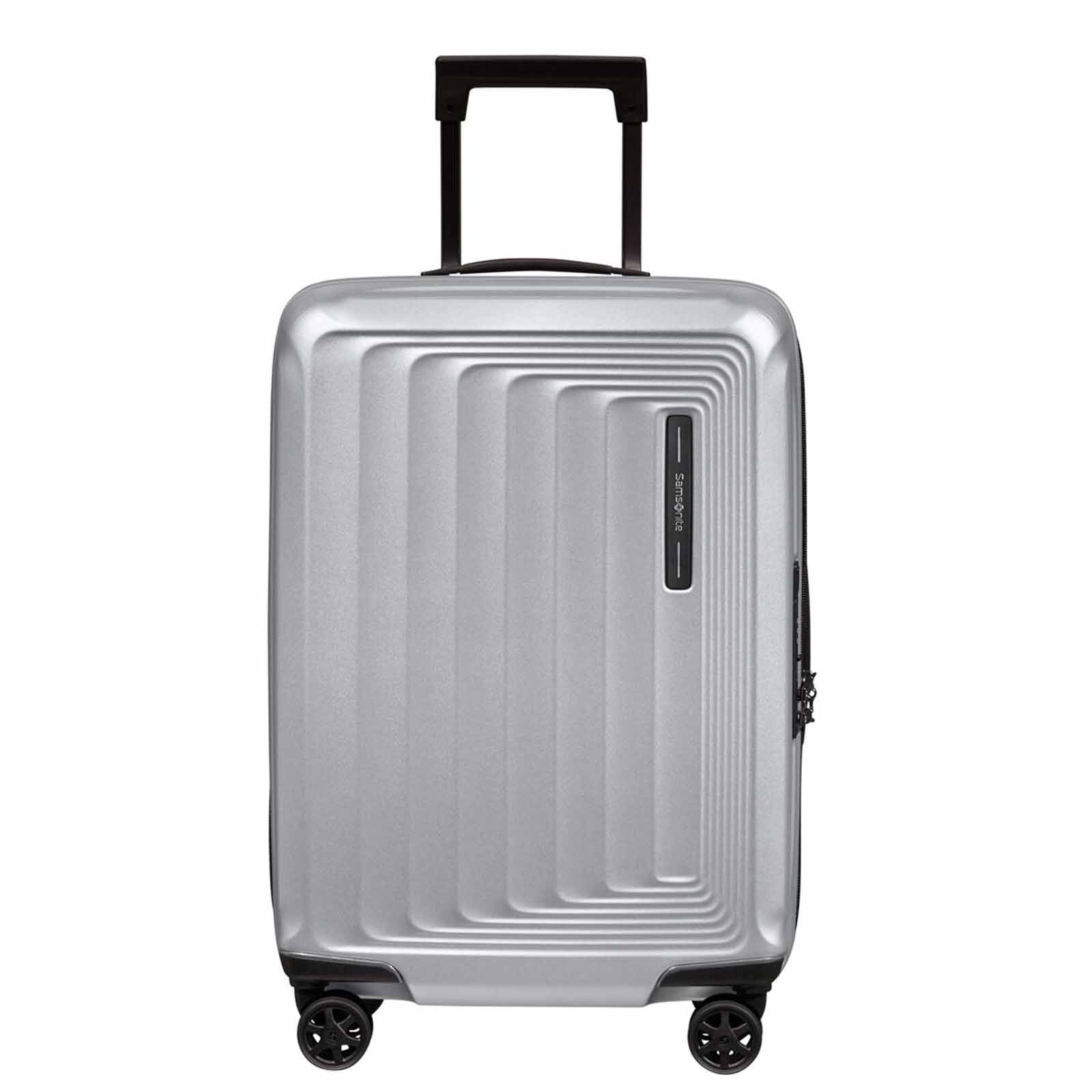 Samsonite-Nuon-55cm-Carry-On-Suitcase-Matt-Silver-Front