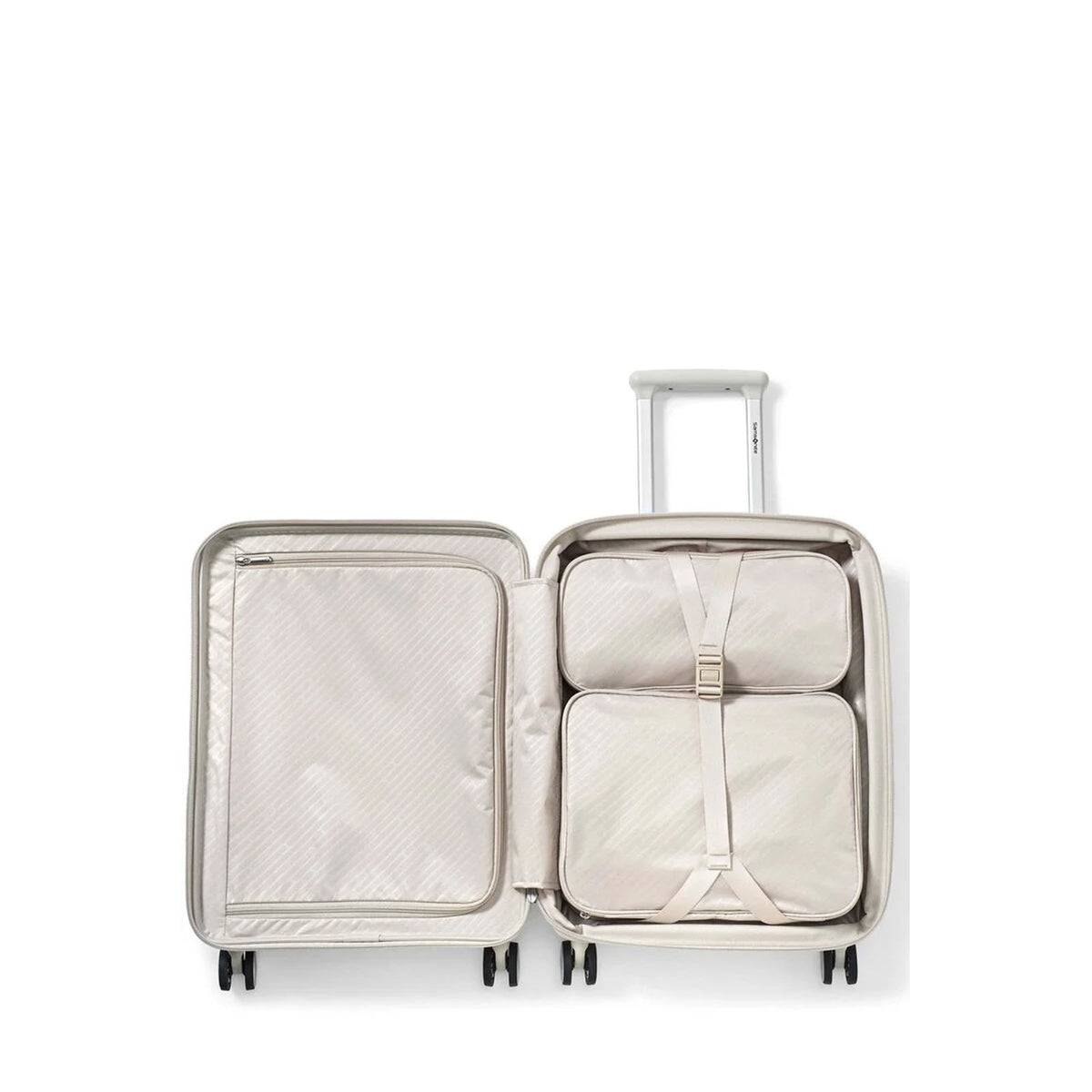 Samsonite-Paralux-55cm-Carry-On-Suitcase-Stone-Grey-Open