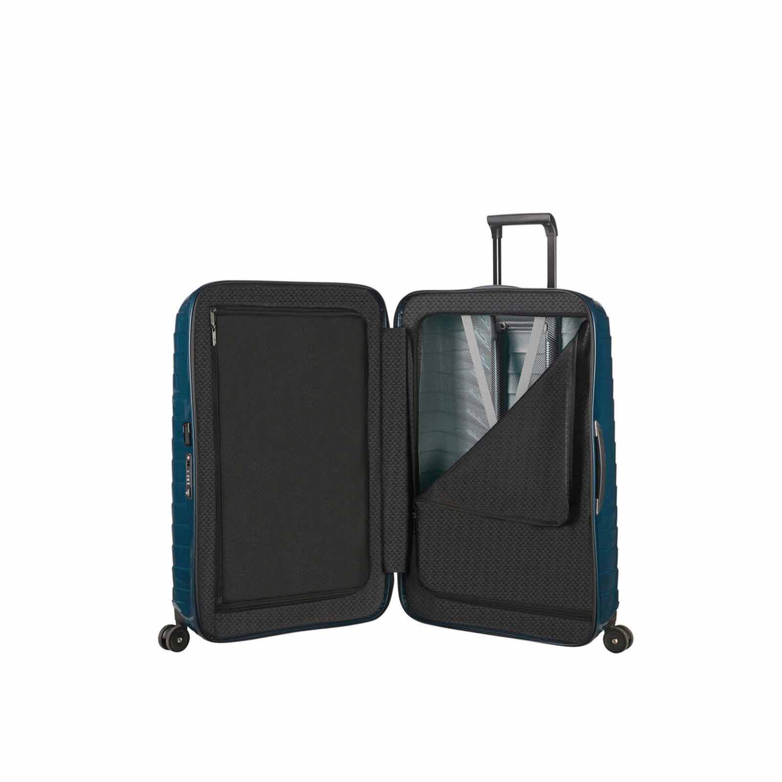 Samsonite-Proxis-55cm-Suitcase-Petrol-Blue-Open