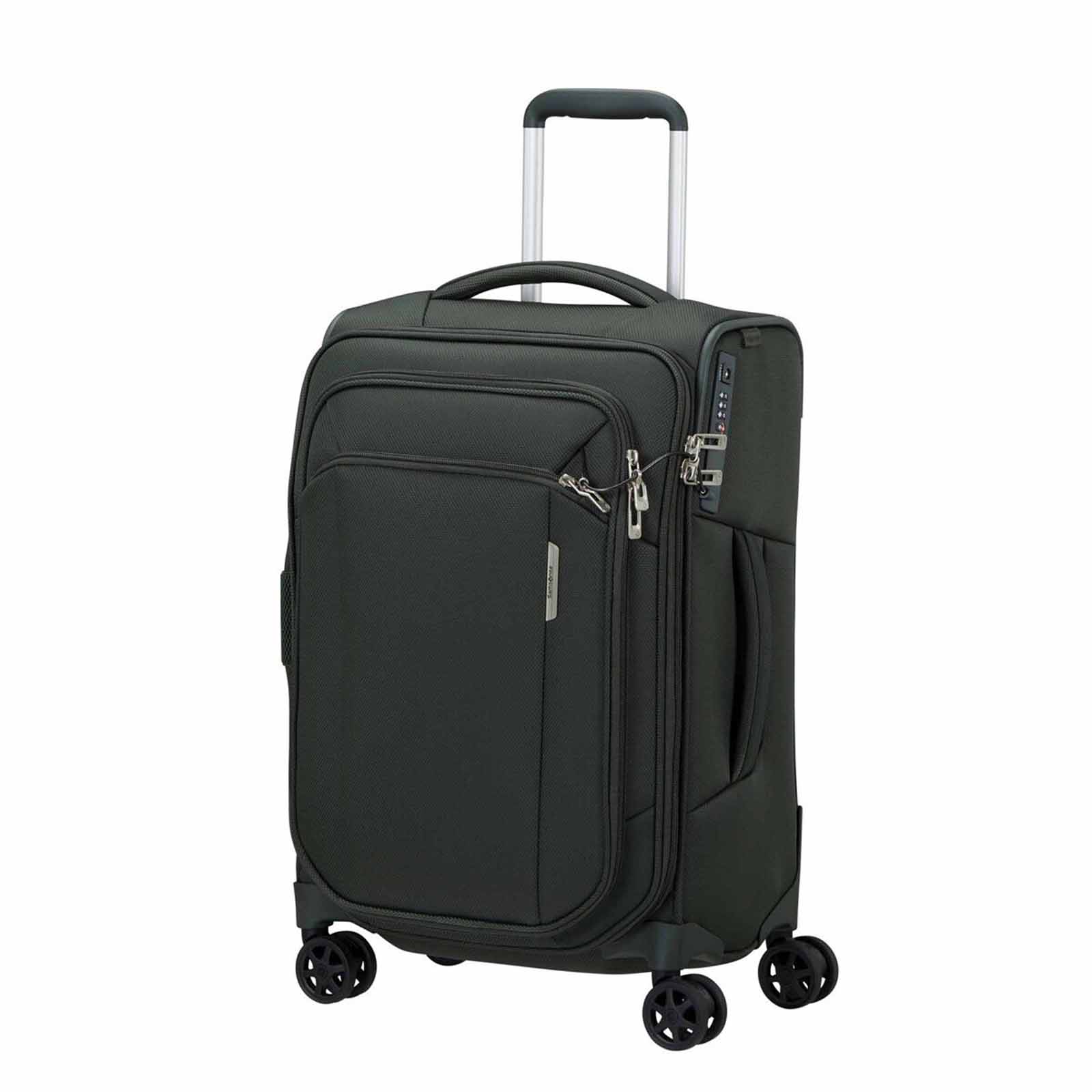 Samsonite-Respark-55cm-Carry-On-Suitcase-Forest-Green-Front-Angle