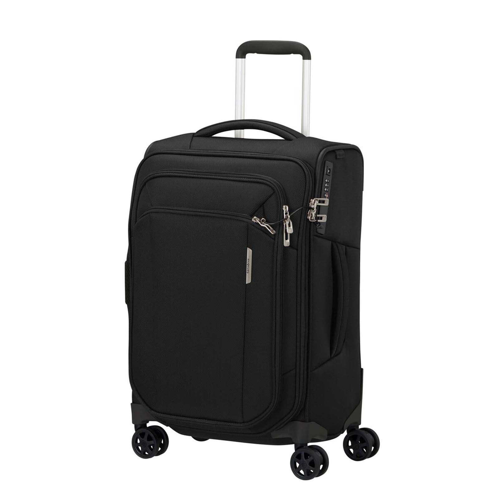 Samsonite-Respark-55cm-Carry-On-Suitcase-Ozone-Black-Front-Angle