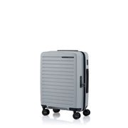 Samsonite Titanium colour suitcase with black wheels on a white background