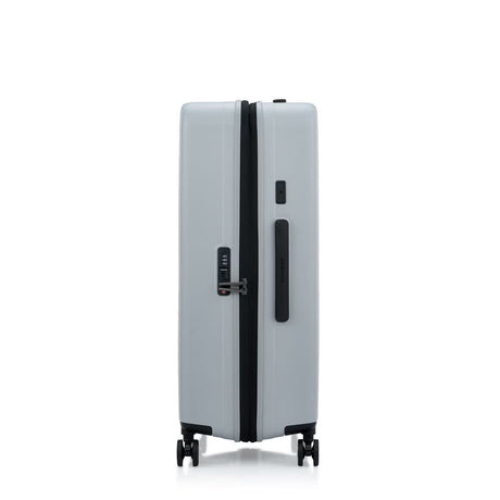 Samsonite Titanium colour suitcase with black accents on a white background