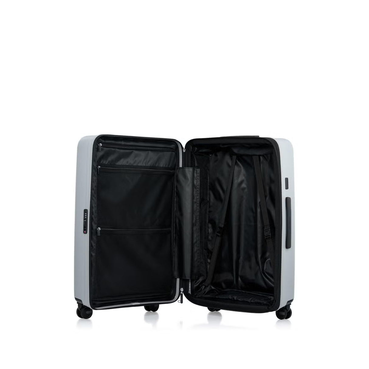 Samsonite Titanium colour suitcase on a white background